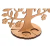   Krea-Wood jewelry holder, made by oak wood, with flowers, natural colour