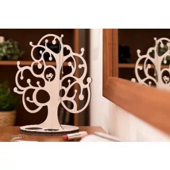   Krea-Wood jewelry holder, made by oak wood with birdie in white colour