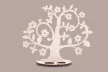 Krea-Wood jewelry holder, made by oak wood, with flowers, vintage white colour