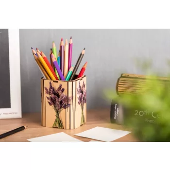 Krea-Wood wooden handmade pen holder, lavender