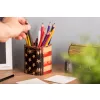 Krea-Wood wooden handmade pen holder, USA flag