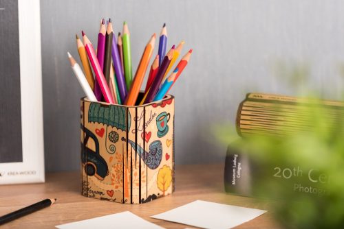 Krea-Wood wooden handmade pen holder, England
