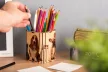 Krea-Wood wooden handmade pen holder, cat and dogs design