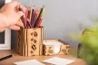 Krea-Wood pen and paper block holder, leaves design