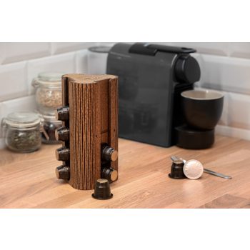   Krea-Wood coffee capsule holder for Nespresso compatible capsules, in brown color