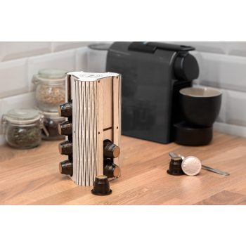   Krea-Wood coffee capsule holder for Nespresso compatible capsules, in vintage white color