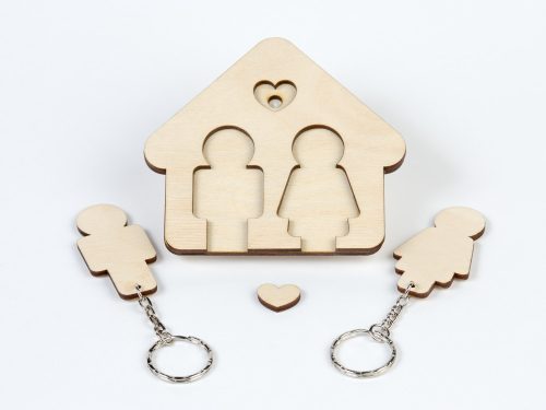 Key holder with 2 figurines, natural