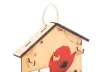 Krea-Wood house shaped key holder, poppy flower