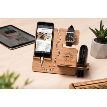   Krea-Wood wooden handmade mobile phone holder. Made by oak wood, natural colour