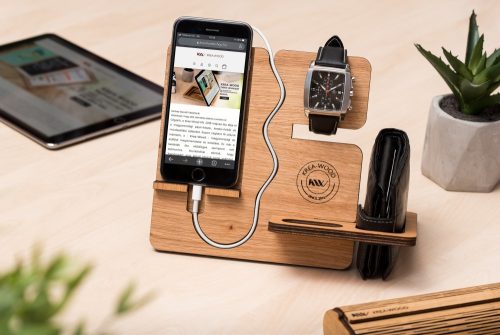 Krea-Wood tölgyfából készült telefontartó állvány natúr színben