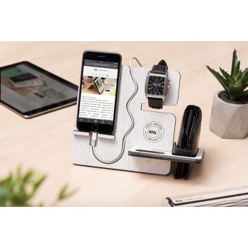   Krea-Wood wooden handmade mobile phone holder. Made by oak wood, white colour