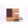  Krea-Wood FirstLeather mobile phone holder in natural colour, with real leather cover