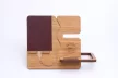 Krea-Wood FirstLeather mobile phone holder in natural colour, with real leather cover