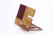 Krea-Wood FirstLeather mobile phone holder in natural colour, with real leather cover