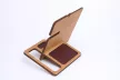 Krea-Wood FirstLeather mobile phone holder in natural colour, with real leather cover