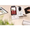   Krea-Wood FirstLeather mobile phone holder in white colour, with real leather cover