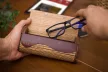 Krea-Wood FirstLeather handmade glasses case with magnet. Made by oak wood, real leather inside, brown colour
