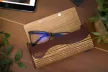Krea-Wood FirstLeather handmade glasses case with magnet. Made by oak wood, real leather inside, brown colour