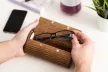 Krea-Wood wooden handmade glasses case with magnet. Made by oak wood, brown colour