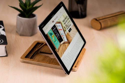 Krea-Wood wooden tablet stand made by birch wood, natural colour