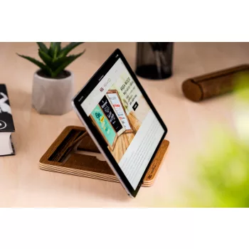   Krea-Wood wooden tablet stand made by birch wood, brown colour