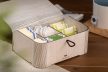 Krea-Wood tea box, made of oak wood with a tea cup motif, in white colour